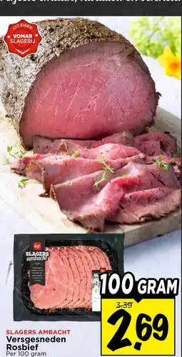 Vomar Voordeelmarkt Slagers Ambacht Versgesneden Rosbief aanbieding