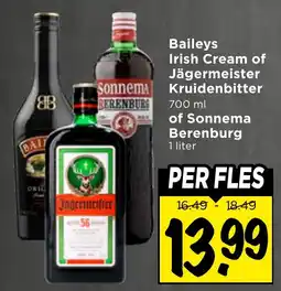 Vomar Voordeelmarkt Baileys Irish Cream of Jägermeister Kruidenbitter of Sonnema Berenburg aanbieding