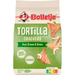 Dekamarkt Bolletje Tortilla crackers sour cream onion aanbieding