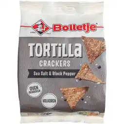 Dekamarkt Bolletje Tortilla crackers sea salt black pepper aanbieding