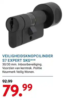 Kluswijs VEILIGHEIDSKNOPCILINDER S7 EXPERT SKG*** aanbieding