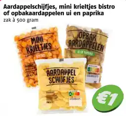 Poiesz Aardappelschijfjes, mini krieltjes bistro of opbakaardappelen ui en paprika aanbieding