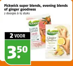 Poiesz Pickwick super blends, evening blends of ginger goodness aanbieding