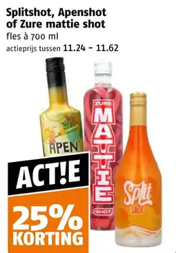 Poiesz Splitshot, Apenshot of Zure mattie shot aanbieding