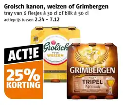 Poiesz Grolsch kanon, weizen of Grimbergen aanbieding
