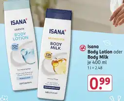 Rossmann DE Isana body lotion oder body milk aanbieding
