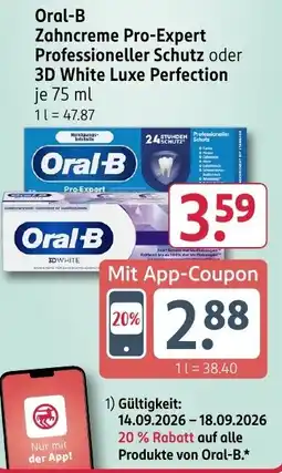 Rossmann DE Oral-B Zahncreme Pro-Expert oder 3D White Luxe Perfection aanbieding