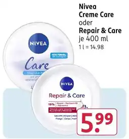 Rossmann DE Nivea creme care oder repair & care aanbieding