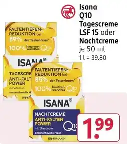 Rossmann DE Isana Q10 Tagescreme LSF 15 oder Nachtcreme aanbieding