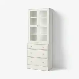IKEA Havsta Opberger met vitrinedeuren, wit, 81x47x212 cm aanbieding