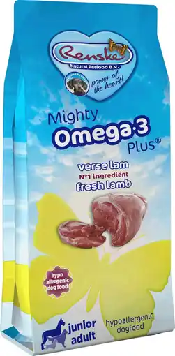 Pets Place Renske Mighty Omega Plus Junior/Adult - Hondenbrokken - Lam&Rijst 3 kg aanbieding