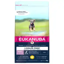 Pets Place Eukanuba Pup Small Medium Grain Free - Hondenbrokken - Kip 3 kg aanbieding