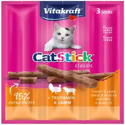 Pets Place Vitakraft Cat-Stick Mini Kalkoen/Lam - Kauwsnacks - 3 stuks Kalkoen&Lam aanbieding