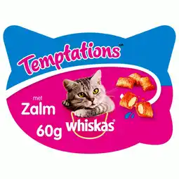 Pets Place Whiskas Temptations Met Zalm - Verwensnacks - 60 g Zalm aanbieding