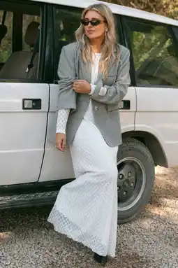 Wehkamp Bolina Island x Florine Hofstee oversized blazer met wol grijs aanbieding