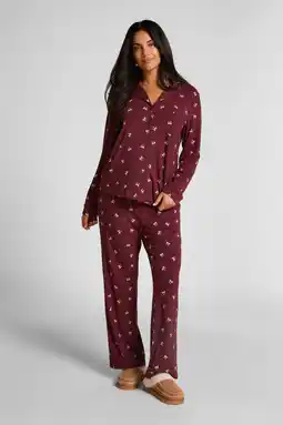 Wehkamp Hunkemöller pyjamabroek donkerrood aanbieding
