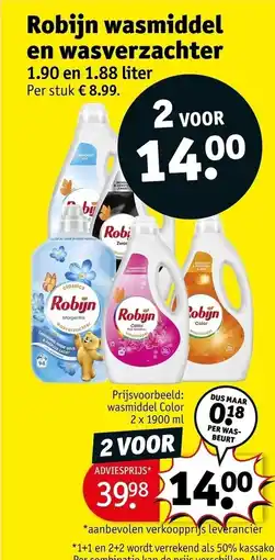 Kruidvat Robijn wasmiddel en wasverzachter aanbieding