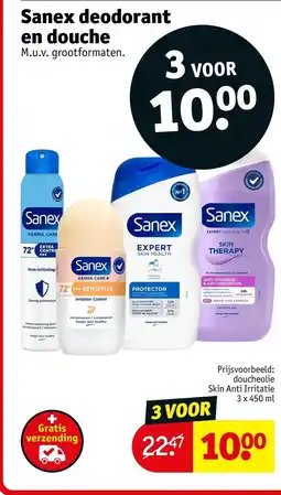Kruidvat Sanex deodorant en douche aanbieding