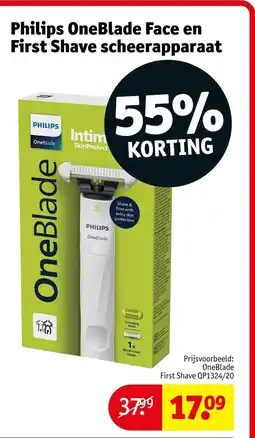 Kruidvat Philips OneBlade Face en First Shave scheerapparaat aanbieding