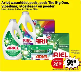 Ariel wasmiddel pods, pods The Big One, vloeibaar, vloeibaar+ en poeder