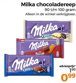 Trekpleister Milka chocoladereep aanbieding