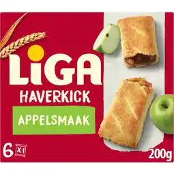 Jumbo Liga Haverkick Appelsmaak 6 repen 200 g aanbieding