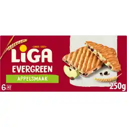 Jumbo Liga Evergreen Appelsmaak 6x2 biscuits 250 g aanbieding