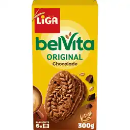 Jumbo Liga belVita Plain Chocolade 6x4 biscuits 300 g aanbieding