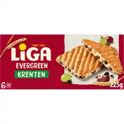 Jumbo Liga Evergreen Krenten 6x2 biscuits 225 g aanbieding
