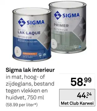 Karwei Sigma lak interieur aanbieding