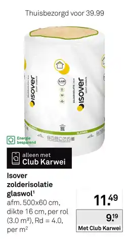 Karwei Isover zolderisolatie glaswol aanbieding
