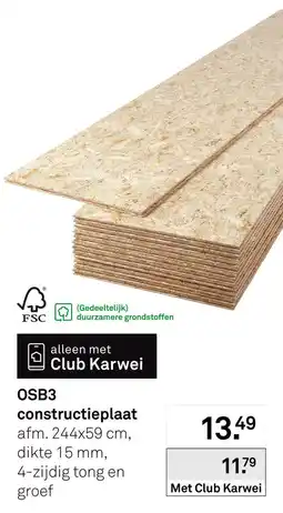 Karwei Club Karwei OSB3 constructieplaat aanbieding