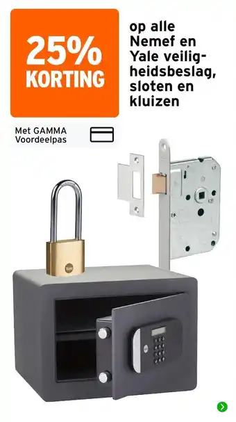 GAMMA Nemef en Yale veiligheidsbeslag, sloten en kluizen aanbieding