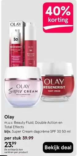Etos Olay m.u.v. Beauty Fluid, Double Action en Total Effects aanbieding