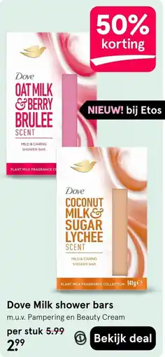Etos Dove Milk shower bars aanbieding