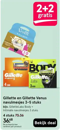 Etos Gillette en Gillette Venus navulmesjes aanbieding