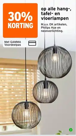 GAMMA op alle hang-, tafel- en vloerlampen aanbieding