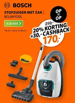 Expert Bosch stofzuiger met zak BGL8HYG0L aanbieding