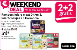 Etos Pampers luiers maat 0 t/m 3, luierbroekjes en Harmonie aanbieding