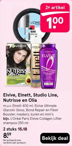Etos Elvive, Elnett, Studio Line, Nutrisse en Olia aanbieding