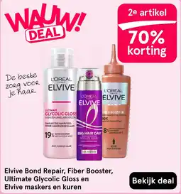 Etos Elvive Bond Repair, Fiber Booster, Ultimate Glycolic Gloss en Elvive maskers en kuren aanbieding