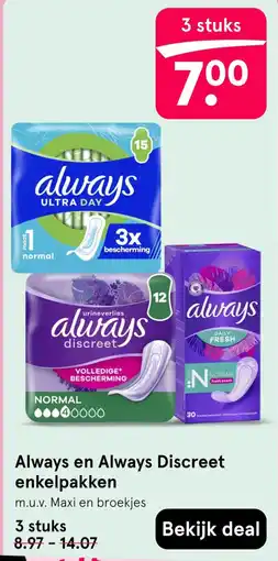 Etos Always en Always Discreet enkelpakken aanbieding