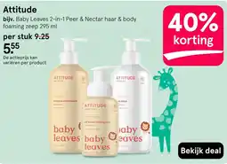 Etos Attitude baby leaves 2-in-1 Peer & Nectar haar & body foaming zeep aanbieding