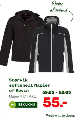 Welkoop Størvik softshell Napier of Kevin aanbieding