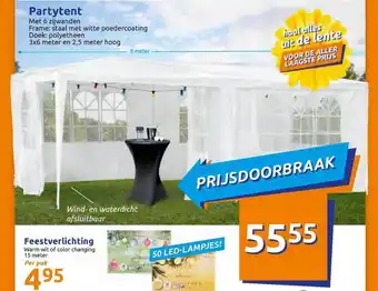 Action Partytent 3x6 Meter En 2,5 Meter Of Feestverlichting aanbieding