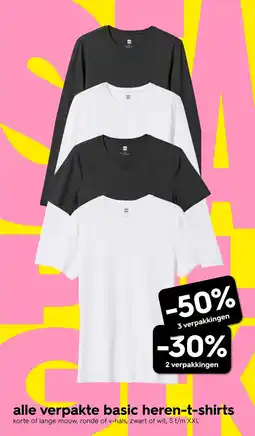 HEMA Alle verpakte basic heren-t-shirts aanbieding