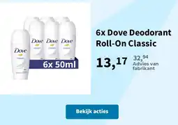 Plein.nl Dove Deodorant Roll-On Classic aanbieding