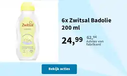 Plein.nl Zwitsal badolie aanbieding