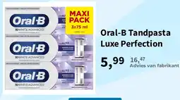 Plein.nl Oral-B Tandpasta Luxe Perfection aanbieding