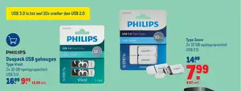 Makro PHILIPS Duopack USB geheugen aanbieding